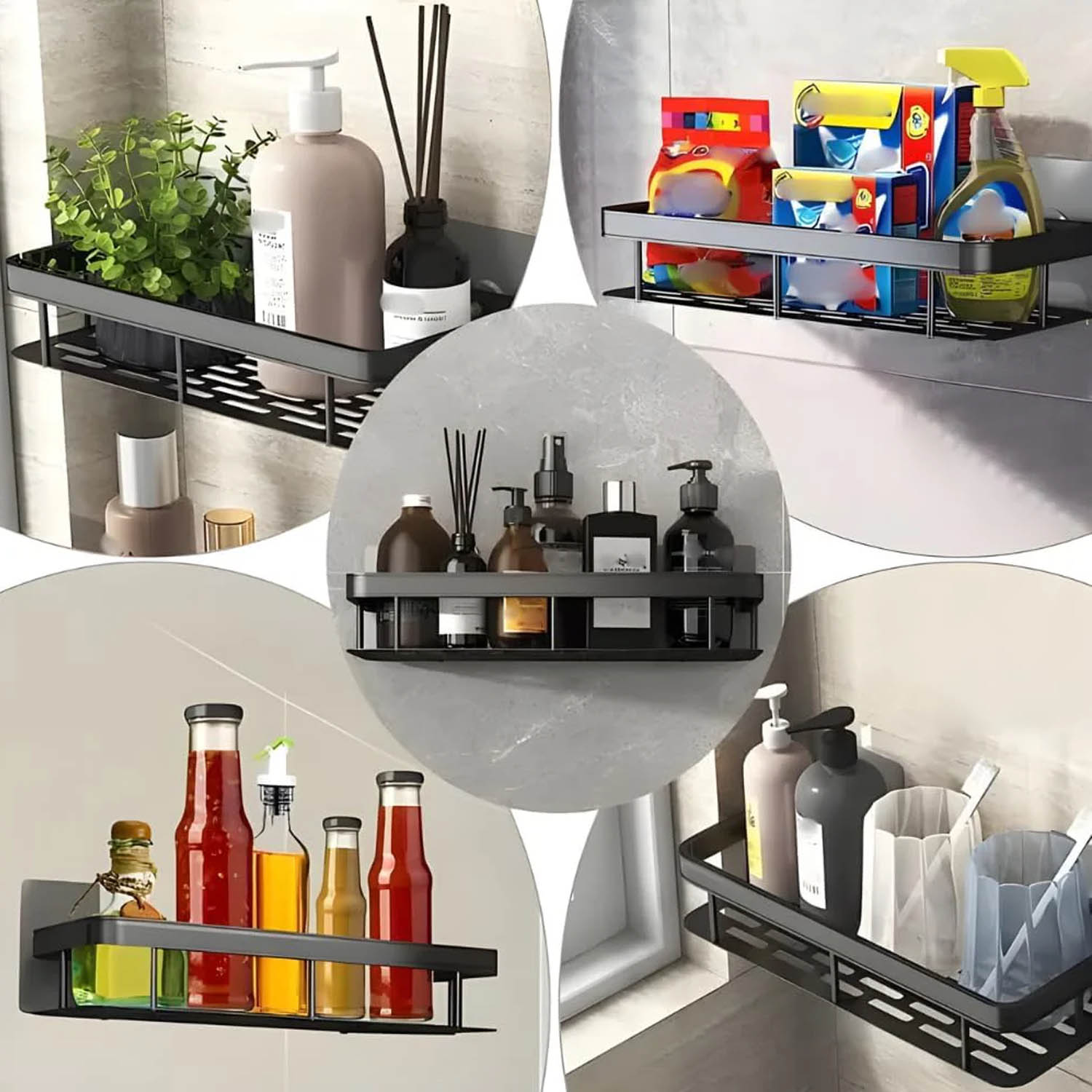 No-Drill Adhesive Wall Shelf – Easy Mount Storage Rack For Bathroom, Kitchen, Bedroom, Office (Tool-Free Installation)